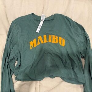 PINK Victoria's Secret Green and Yellow Long Sleeve Tee